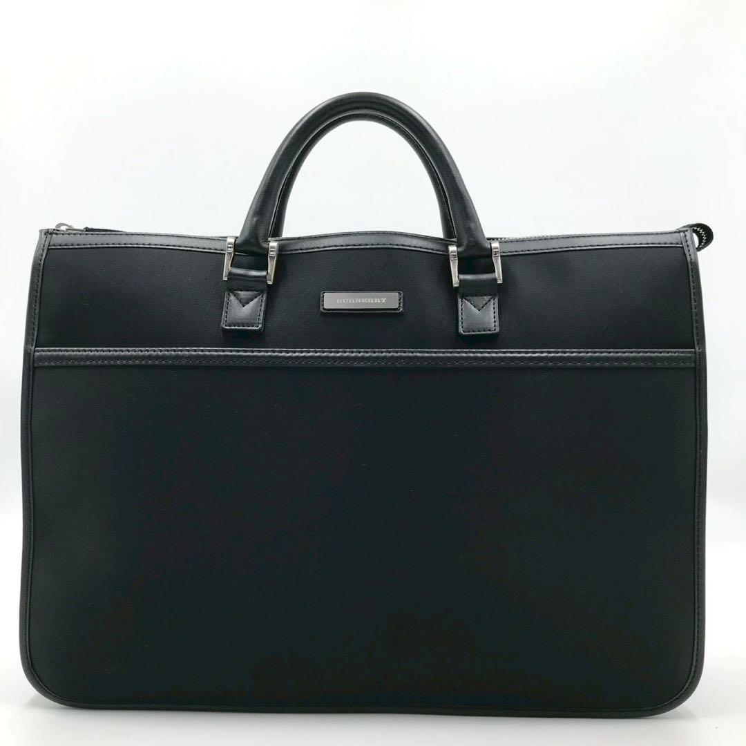 美品/定価10万✨バーバリー ビジネスバッグ ノバチェック レザー ブラック
