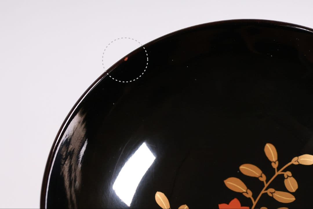 【CM403】天然木漆塗 菊桐鳳凰金蒔絵 黒塗 吸物椀 1客 昭和期 木製漆器