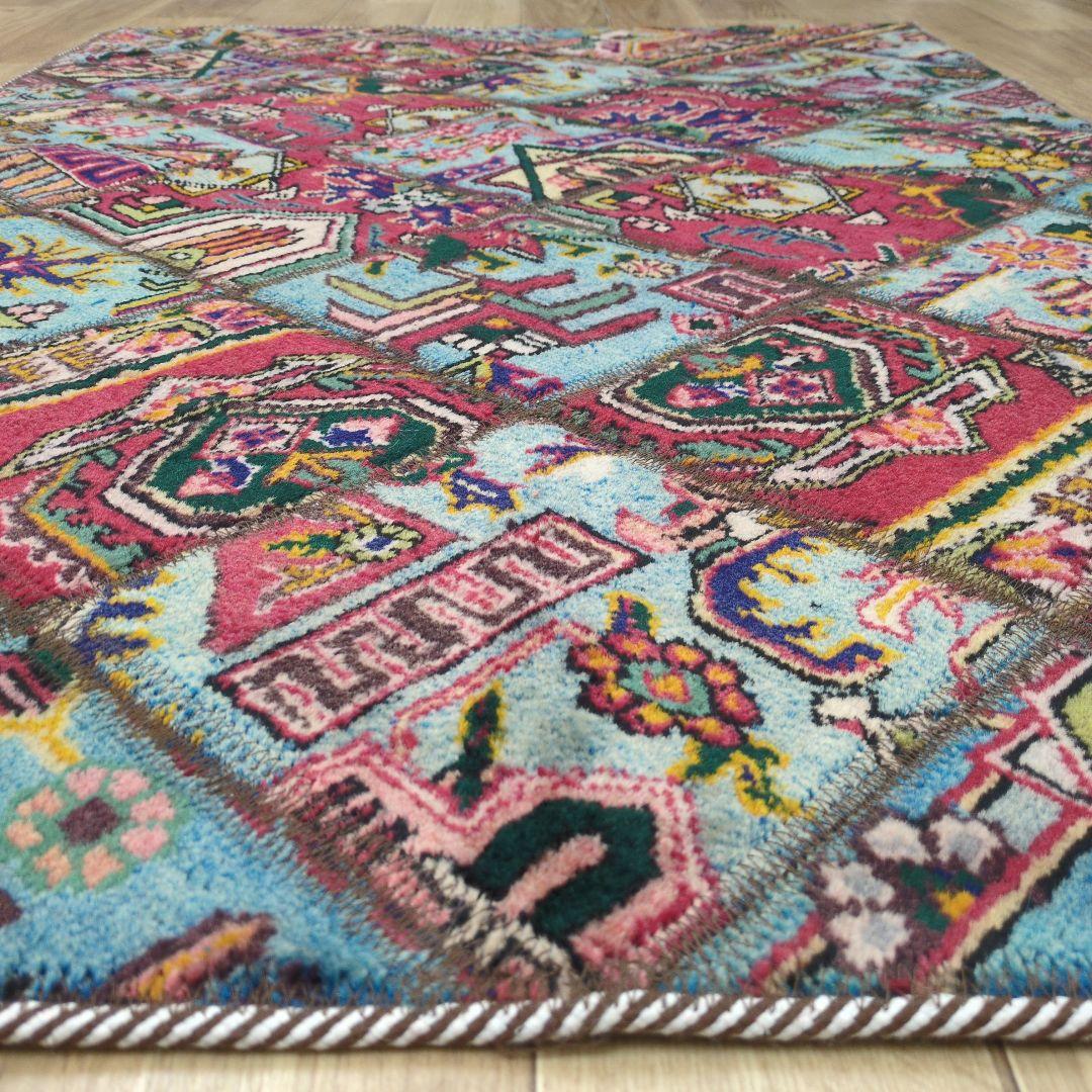 ペルシャ絨毯 パッチワーク アンティーク 156x102手織り クリーニング済み