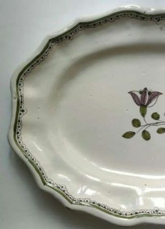 18世紀　ムスティエ 　花リム　オーバル皿　　フランス　アンティーク
