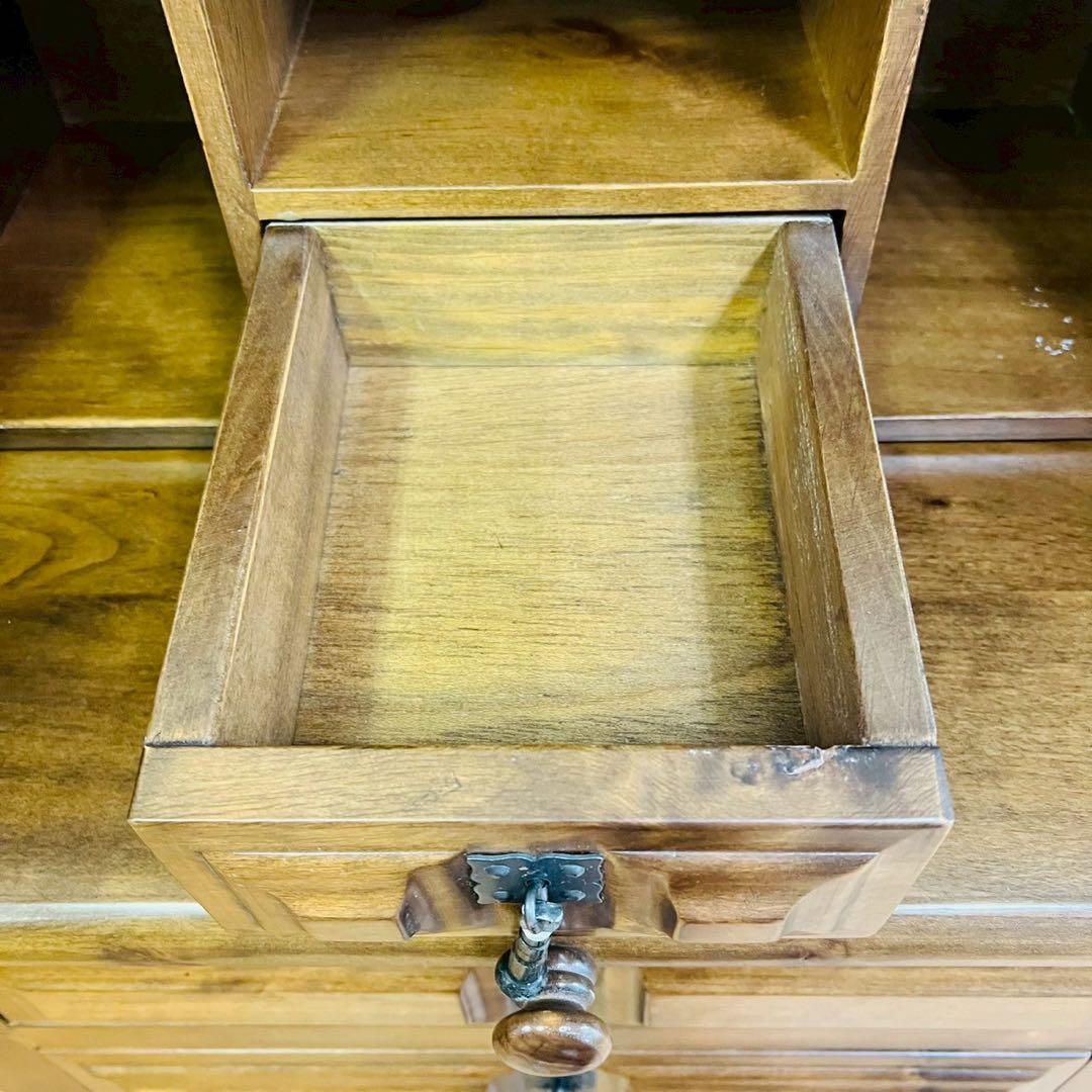 6段チェスト スライド式天板 ライティング アンティーク調 棚 アンティーク風