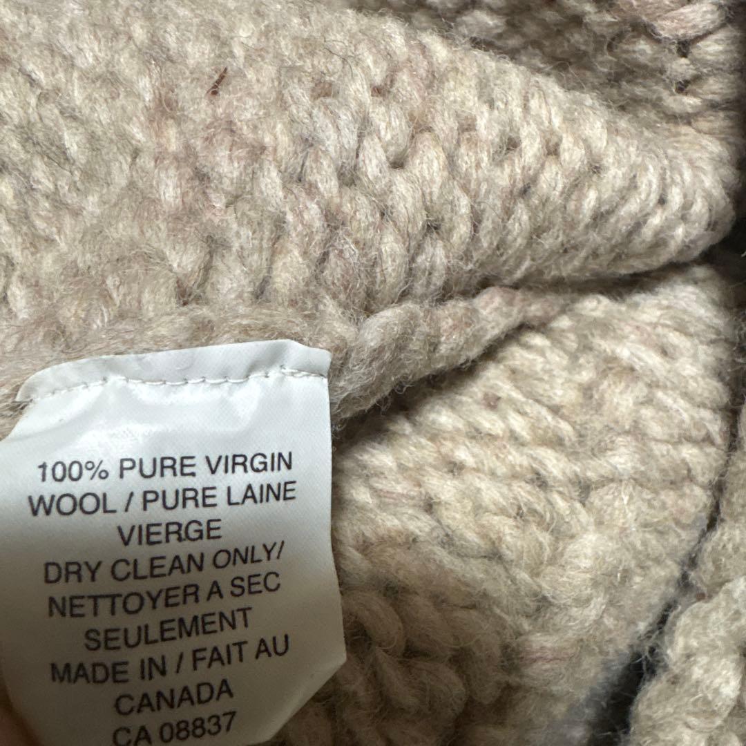 【美品】カナタ　カウチンニット　セーター　ジップアップ　ベージュ　カナダ製　現行