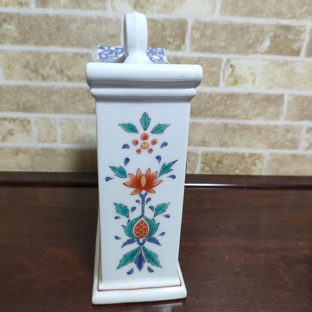 有田焼 賞美堂 其泉窯 色絵岩花鳥文 置時計