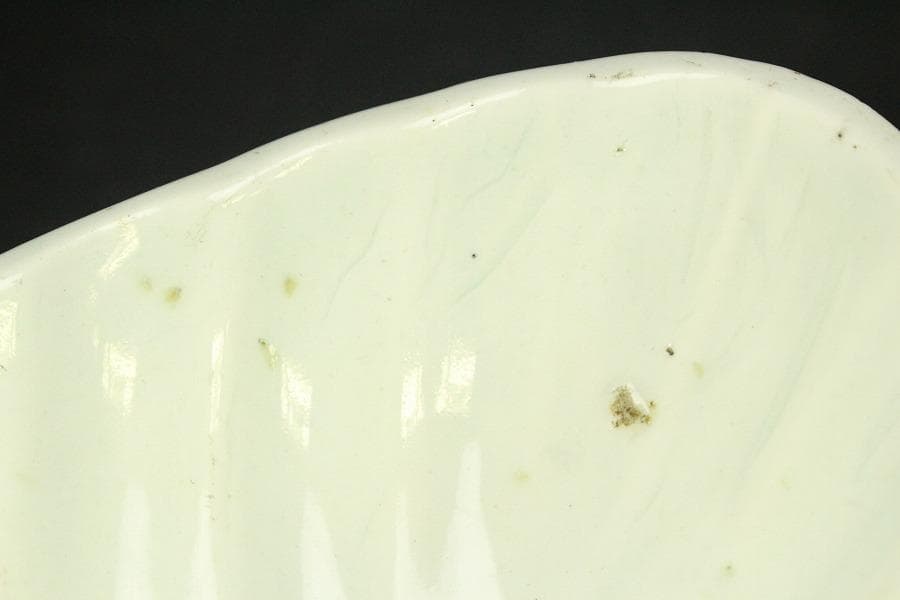 青花 葉形 三足 筆洗 匙付(A887)