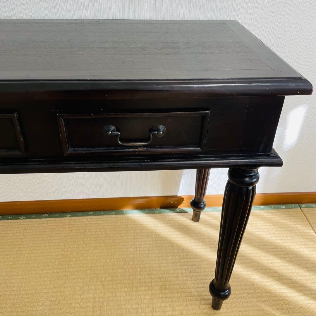 アンティーク調 木製デスク 幅128cm 引き出し3杯