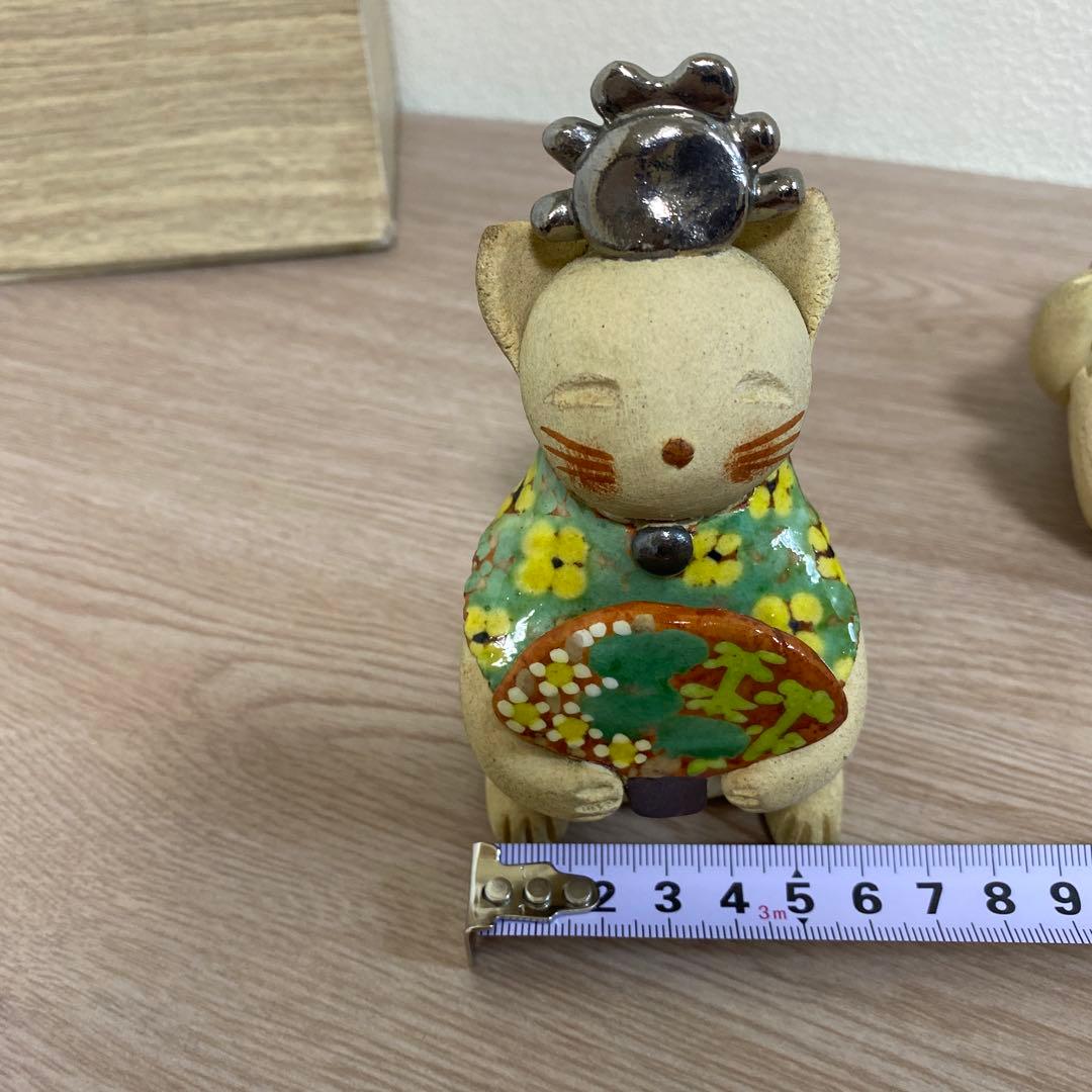 一点物　希少　益子焼　加藤麻里作　陶器雛人形 猫の嫁入り