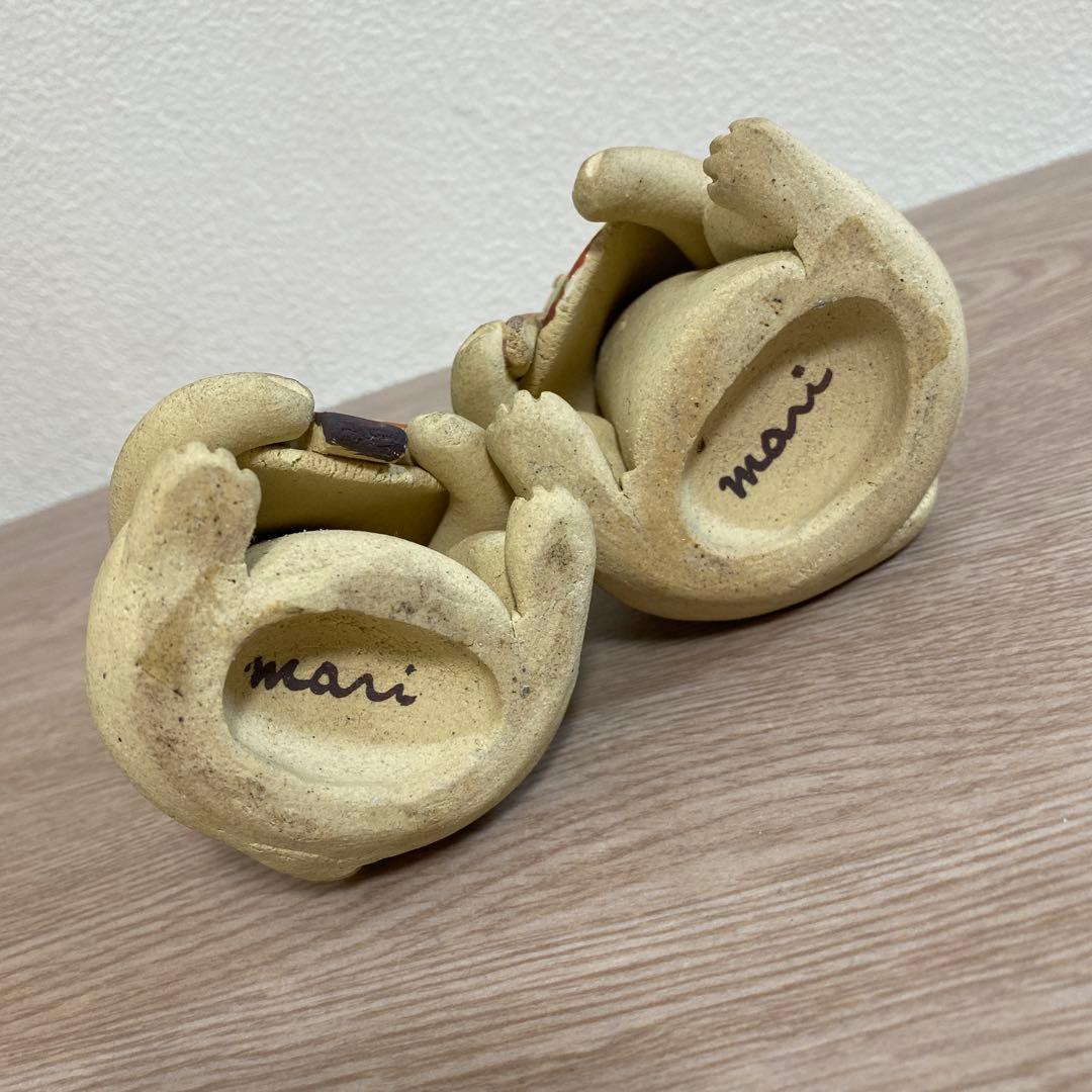 一点物　希少　益子焼　加藤麻里作　陶器雛人形 猫の嫁入り