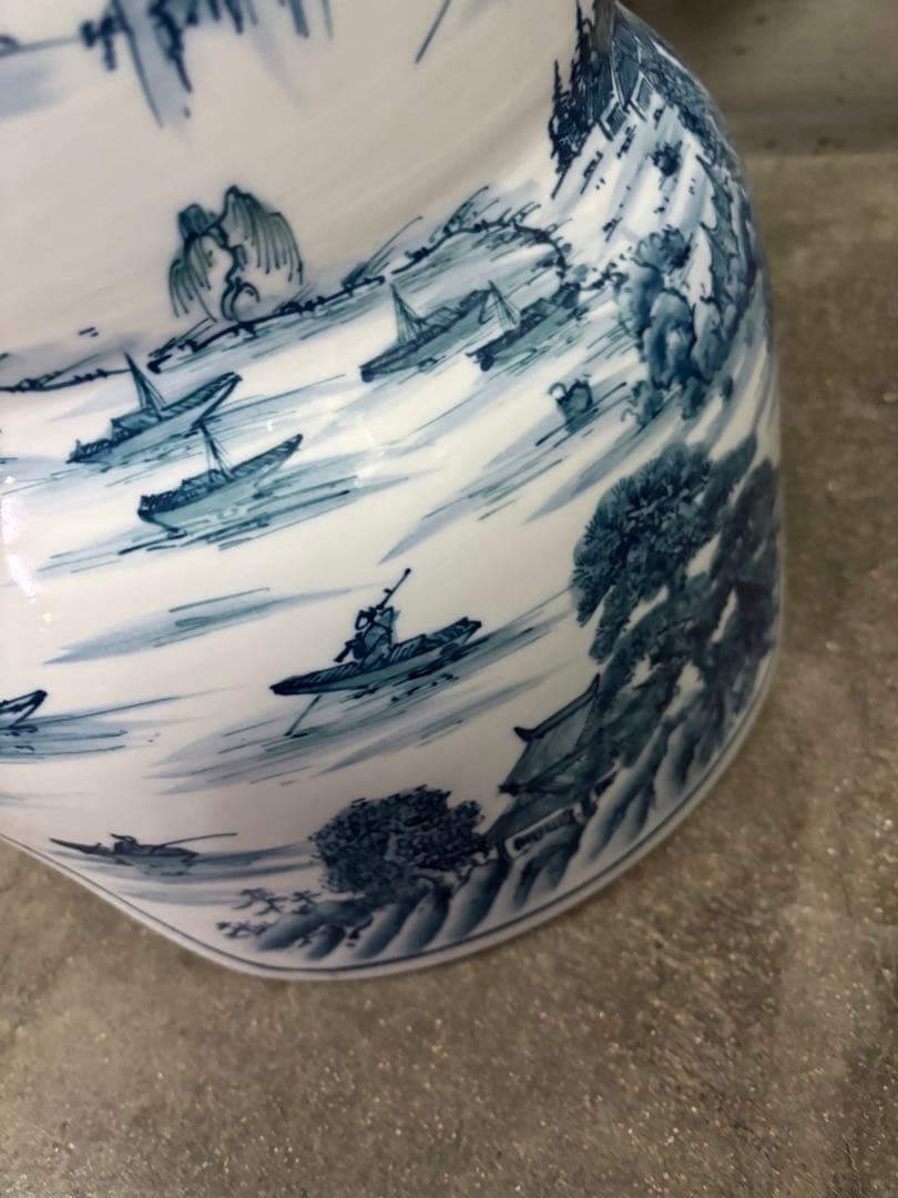 【有田焼　金龍窯　‼️】山水飾壷　沈香壺　　大壷骨董品 飾壺 置物 古美術品