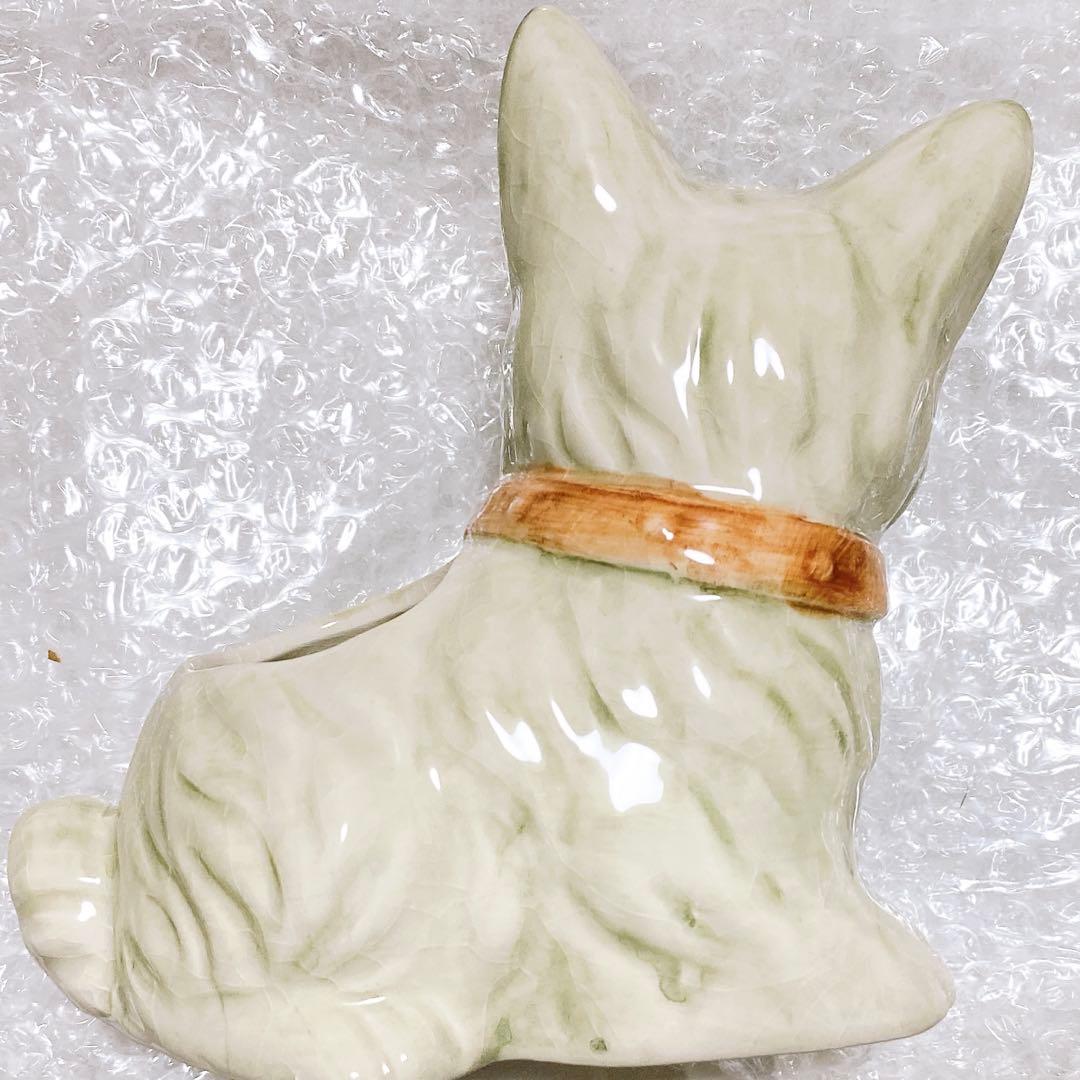 スコッティドッグ型セラミックベース　フラワーベース　花瓶　ヴィンテージ　犬