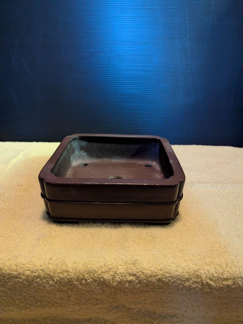 貴重品常滑松泉焼印！盆栽鉢、陶器製の四角い鉢