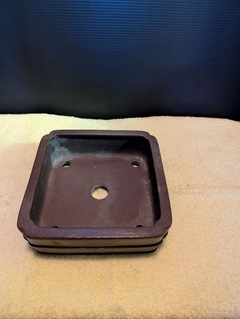 貴重品常滑松泉焼印！盆栽鉢、陶器製の四角い鉢