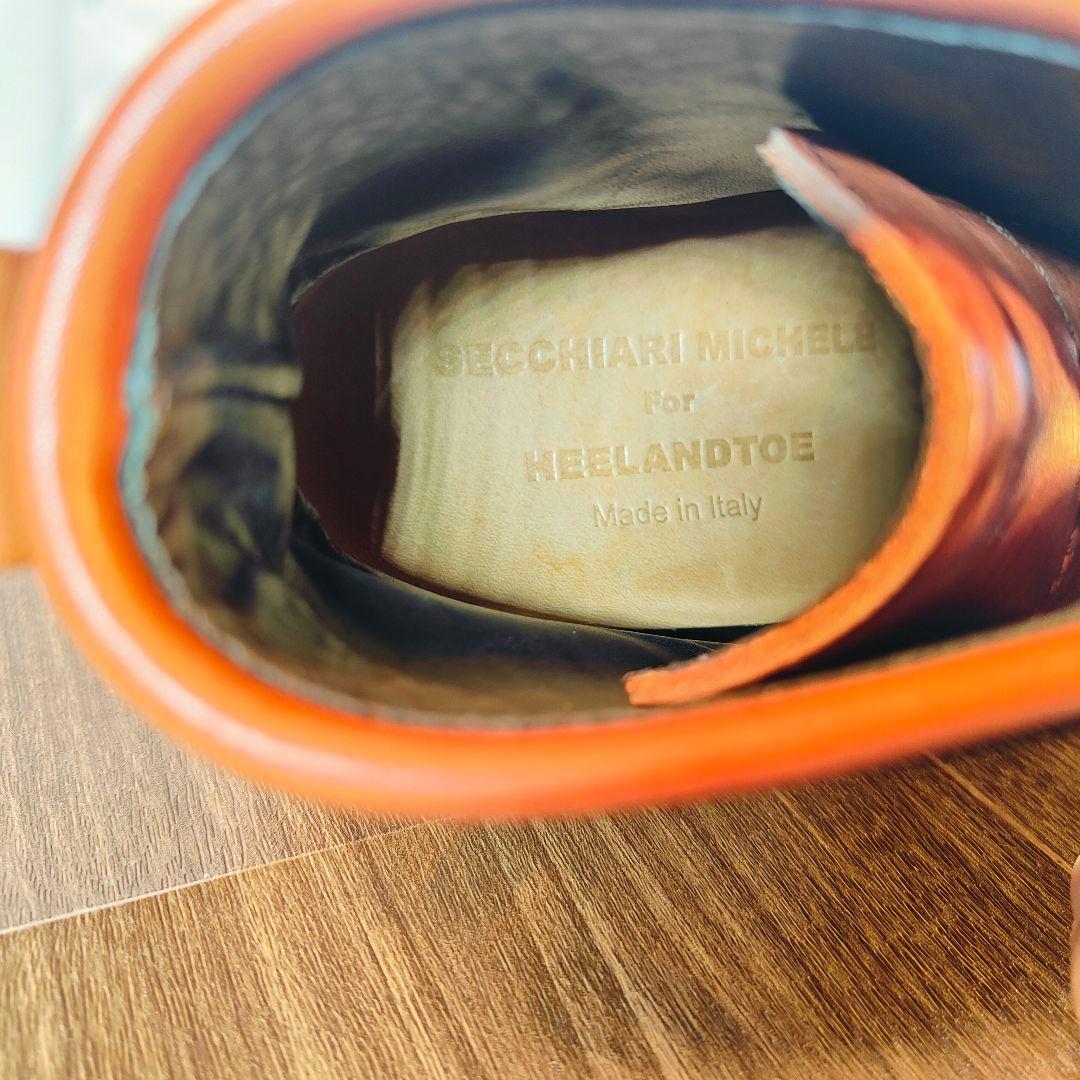 【未使用級極美品】HEELANDTOE　高級バーガンディワークブーツ　イタリア製