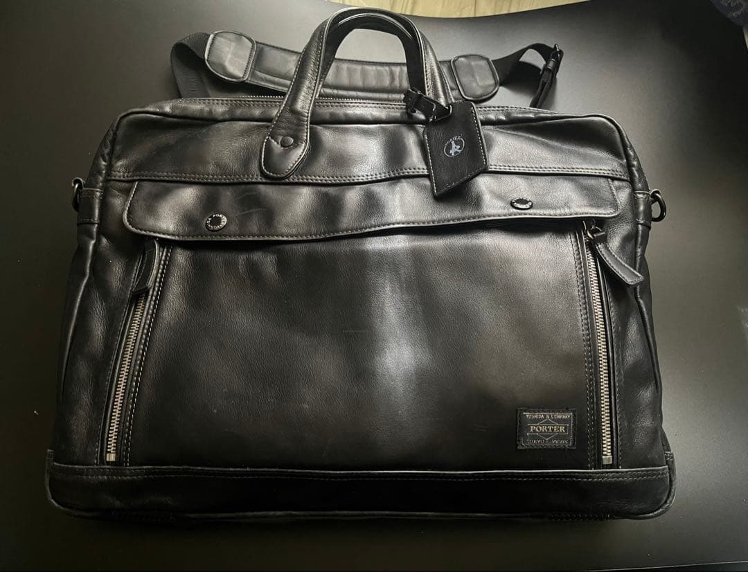 【美品❗️】PORTER ブラック レザー ショルダーバッグ　本革