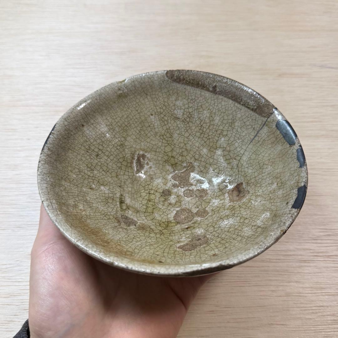 古瀬戸 灰釉 平茶碗 室町時代 茶碗 山茶碗 古美術 骨董 古美濃 古常滑 志野