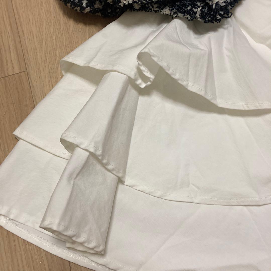 Darich ボリュームフリルツイードニットミニワンピース ブラック Ｆ