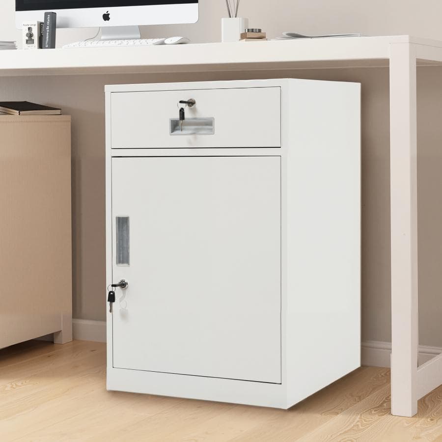 訳あり新品デスクワゴン 完成品 鍵付き収納キャビネット オフィス1668-160