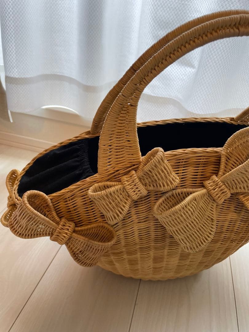 アナトリエ　カゴバッグ　リボン