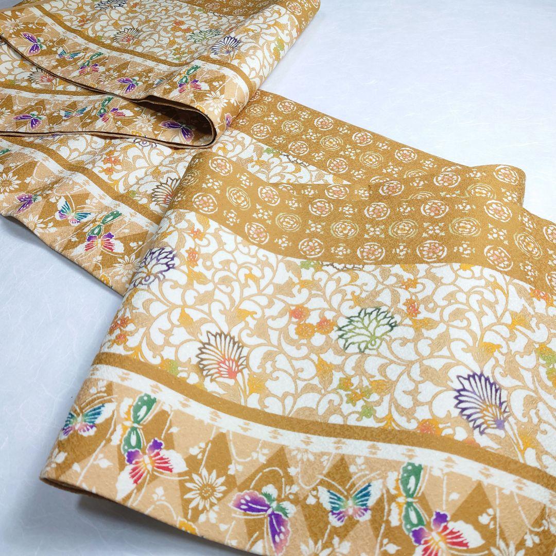 正絹 袋帯 全通柄 江戸紅型 びんがたそめ 洋唐草 逸品 美品