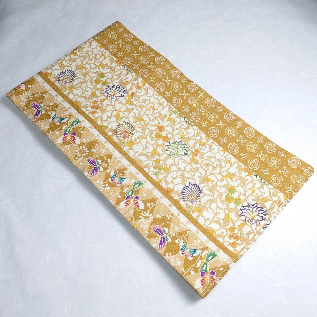 正絹 袋帯 全通柄 江戸紅型 びんがたそめ 洋唐草 逸品 美品