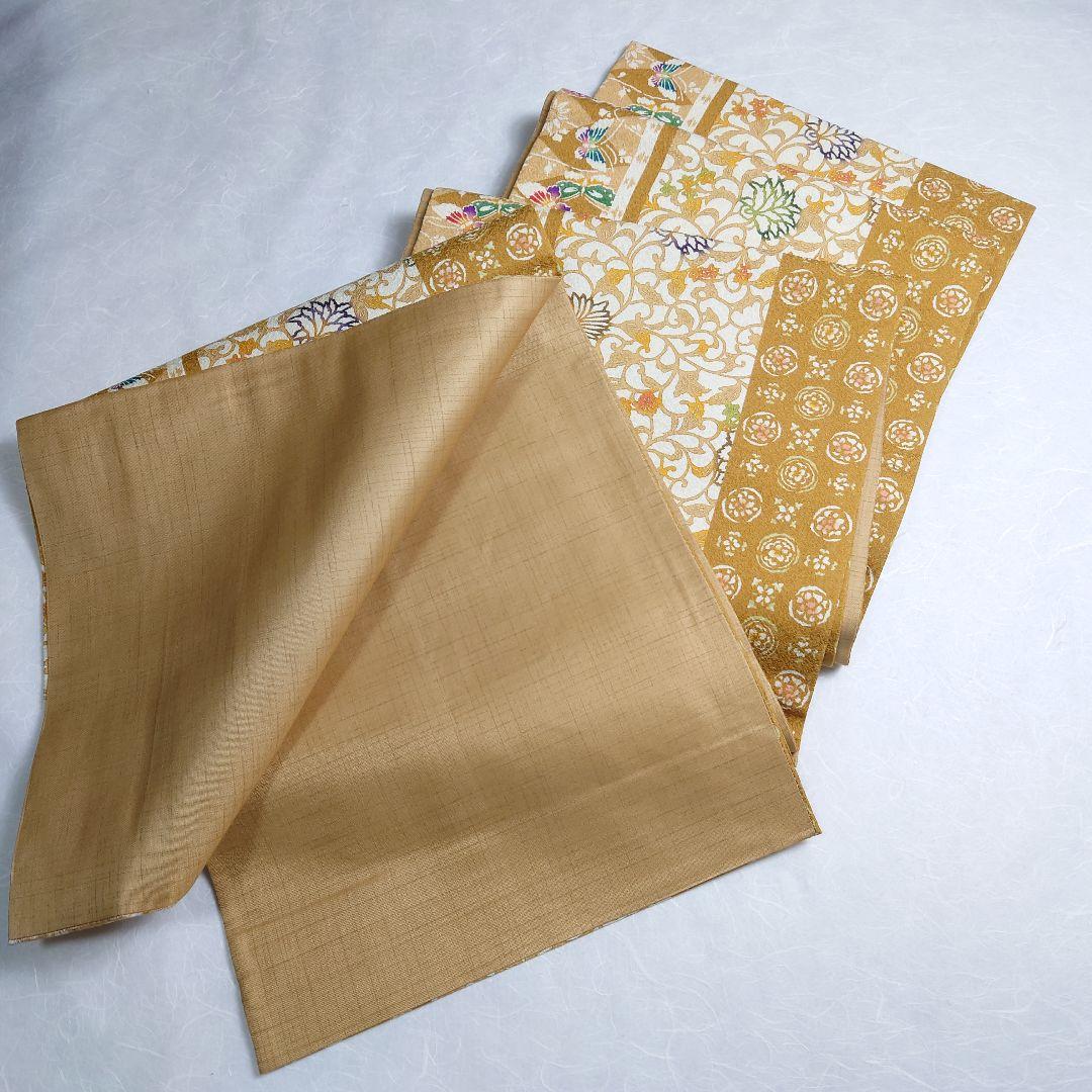 正絹 袋帯 全通柄 江戸紅型 びんがたそめ 洋唐草 逸品 美品