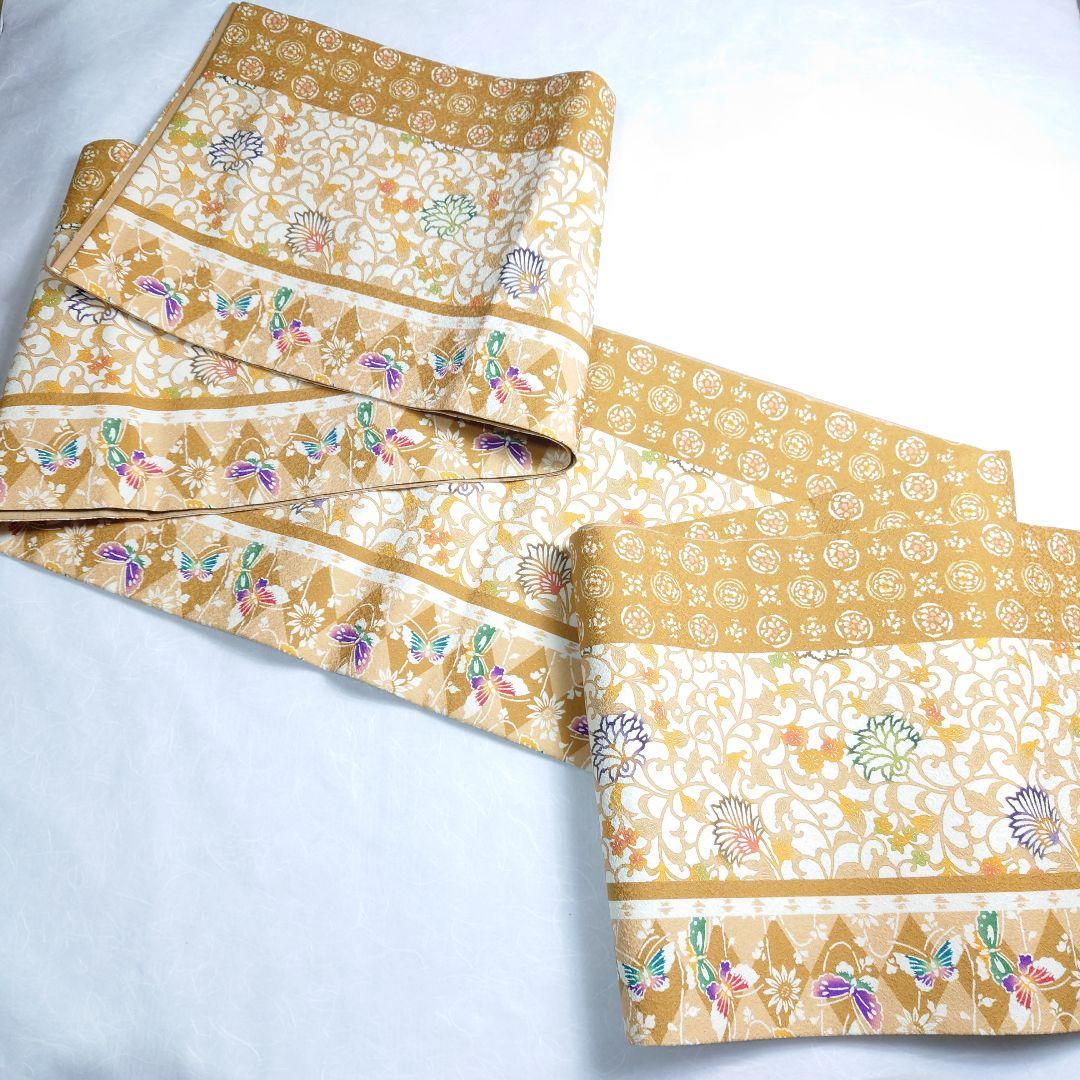 正絹 袋帯 全通柄 江戸紅型 びんがたそめ 洋唐草 逸品 美品