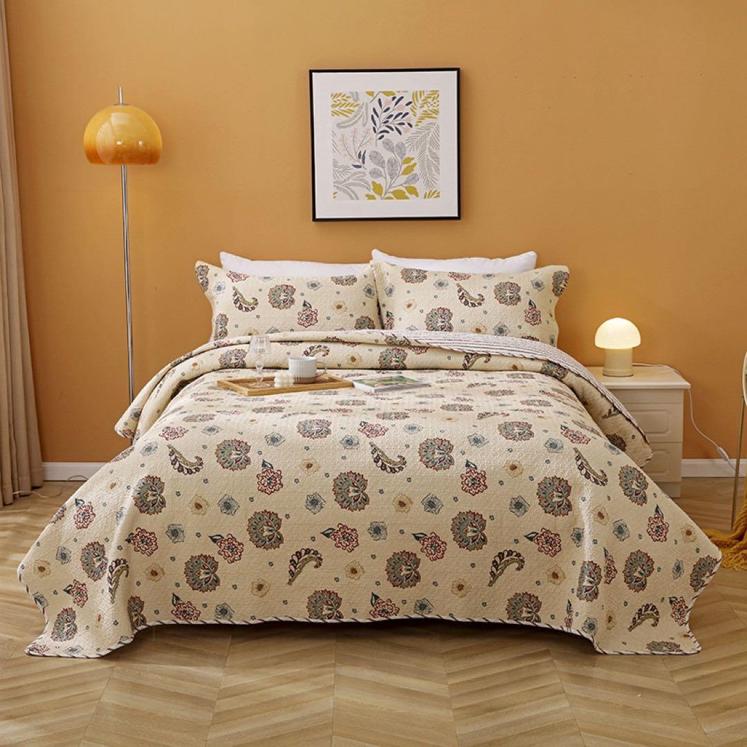 キルトベッドカバー3点セット綿マルチカバー キルティング 819