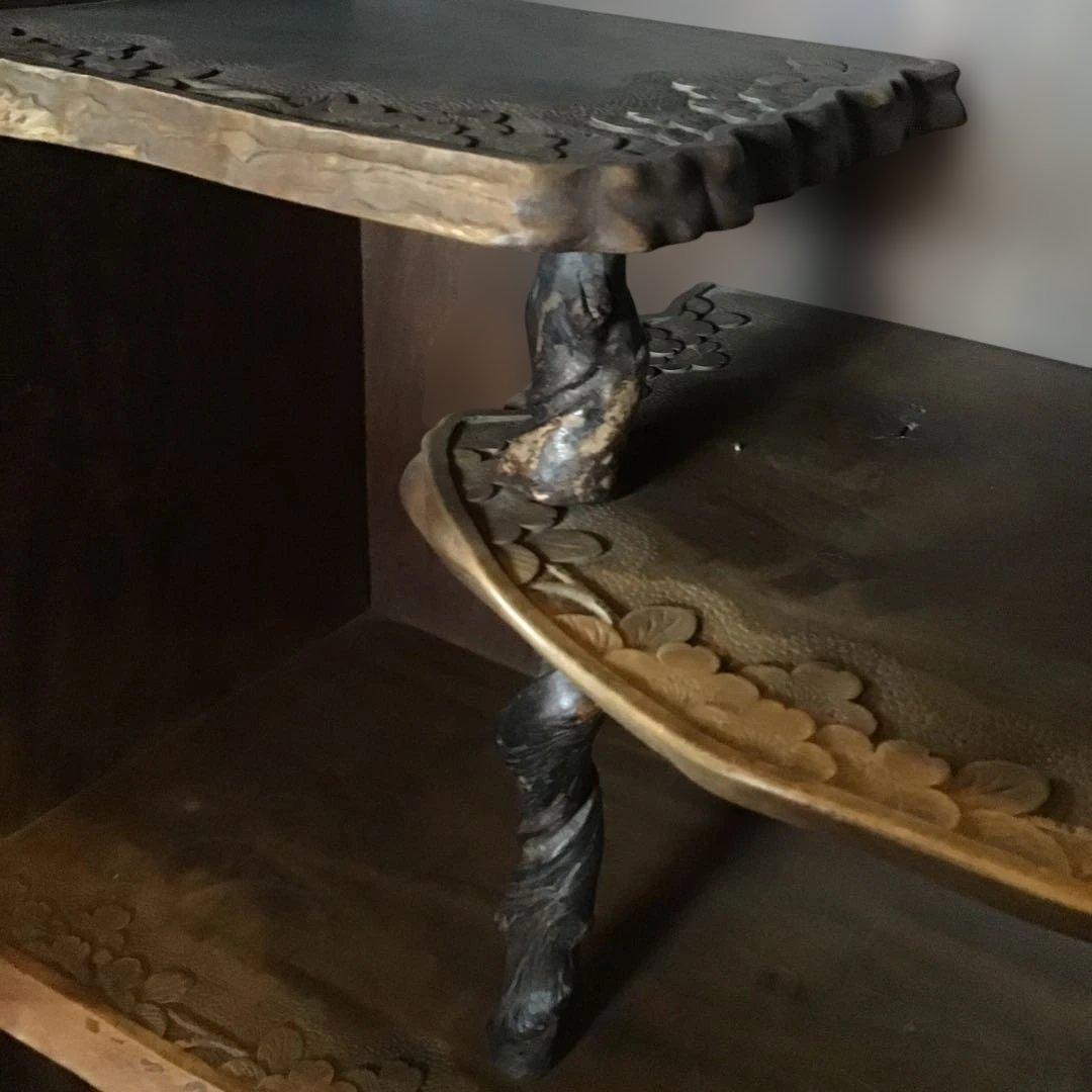 アンティーク軽井沢彫り　茶道具　茶室　箪笥 櫻