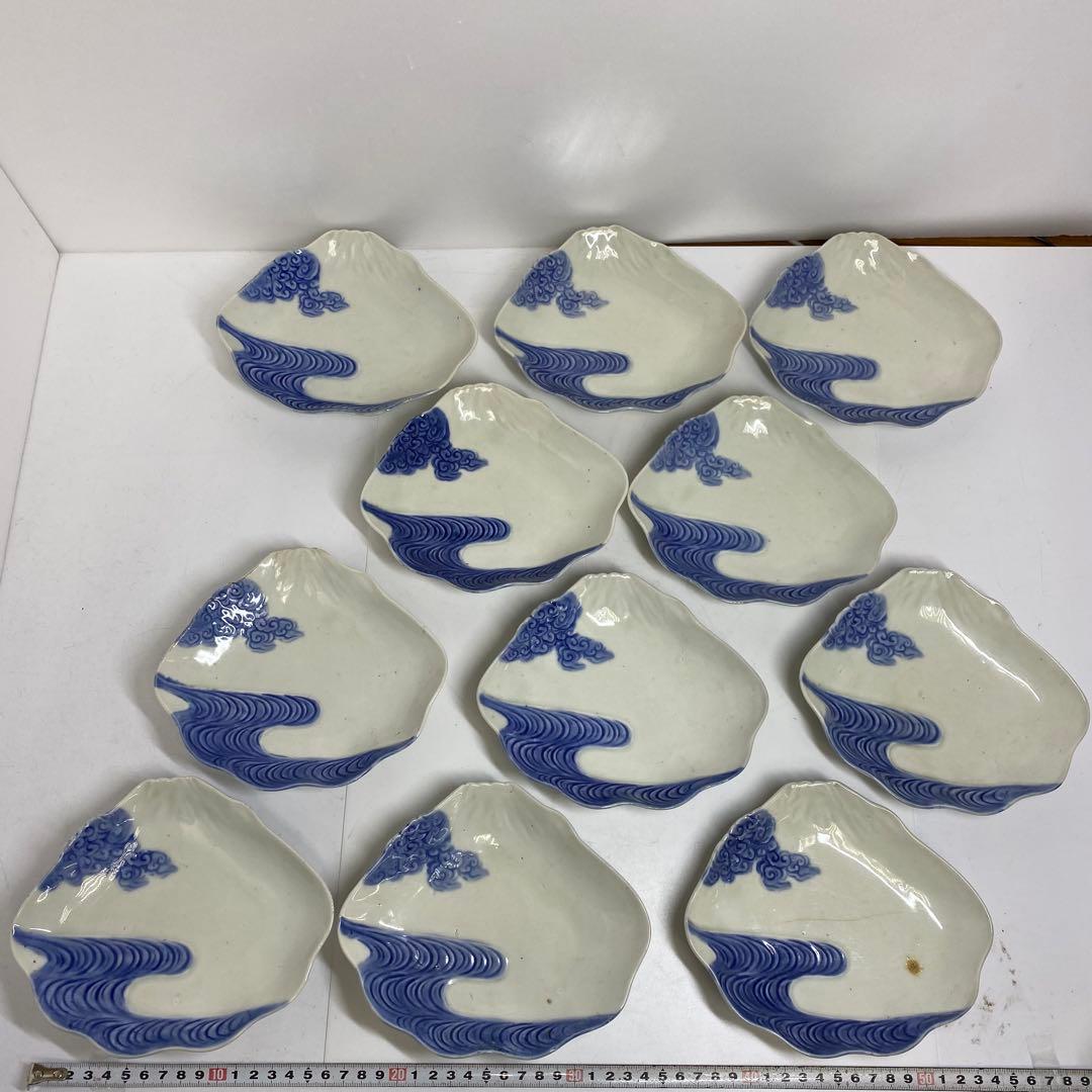 古伊万里　来付波に富士図　向付　21客　東K7-1215☆2F トヒコカ