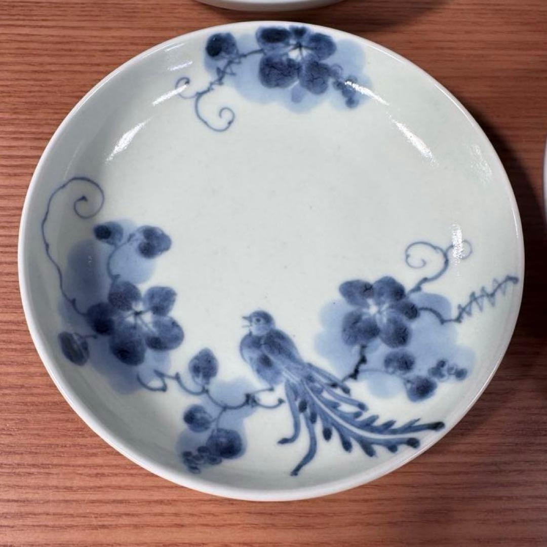 有田焼 李荘窯 染付 4.5寸皿 絵柄違い4枚セット☆