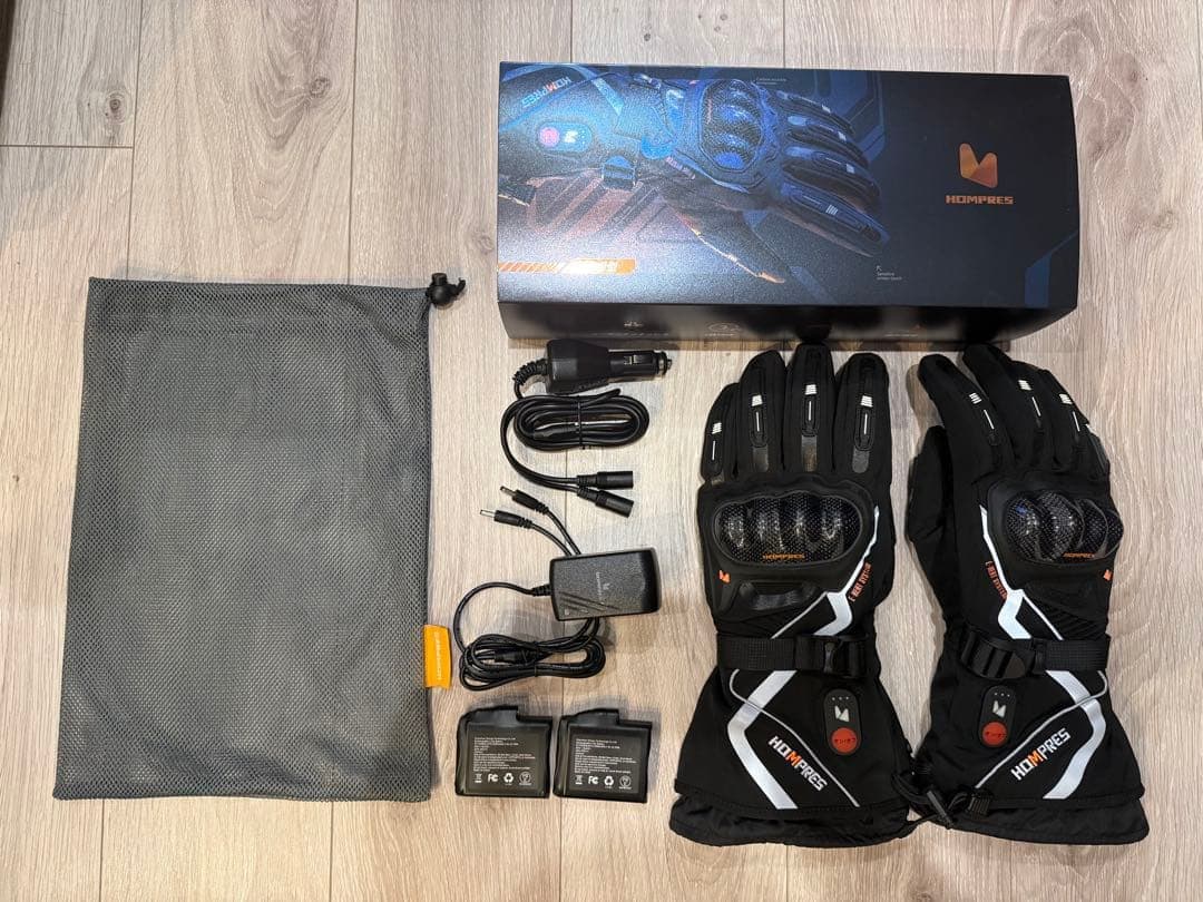 美品 HOMPRES ホンプレス 電熱グローブ S バイク ツーリング 手袋
