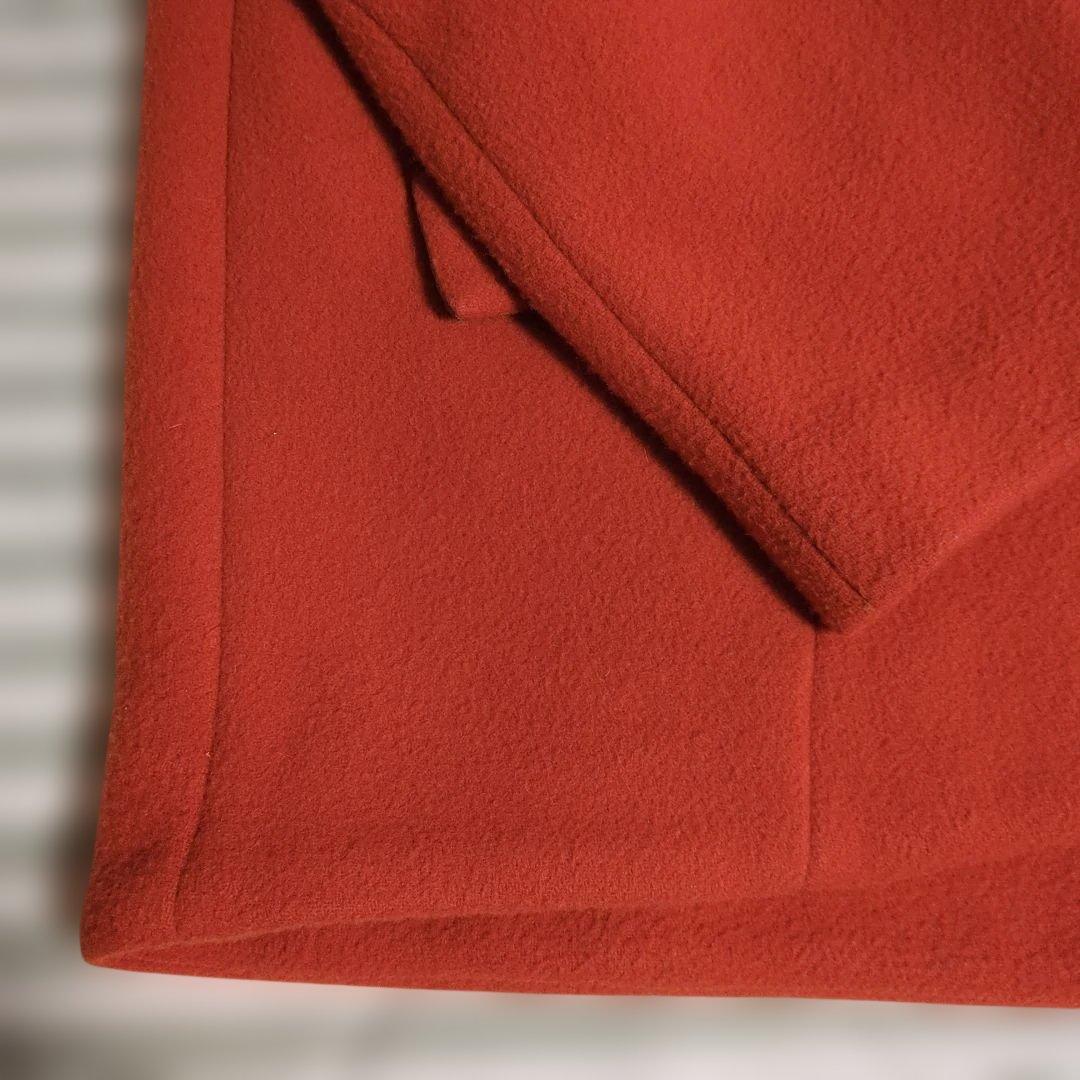 UN3D. ドルマンミドルウールコート ミドル丈 36 コクーン 朱赤 毛100