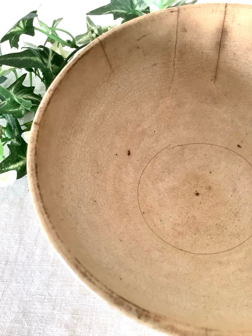 フランスアンティーク　クレイユモントロー　青い小花　カフェオレボウル