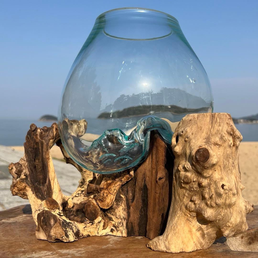流木ガラスオブジェ特大E 花瓶 金魚鉢 テラリウム フラワーポット 水槽 アート