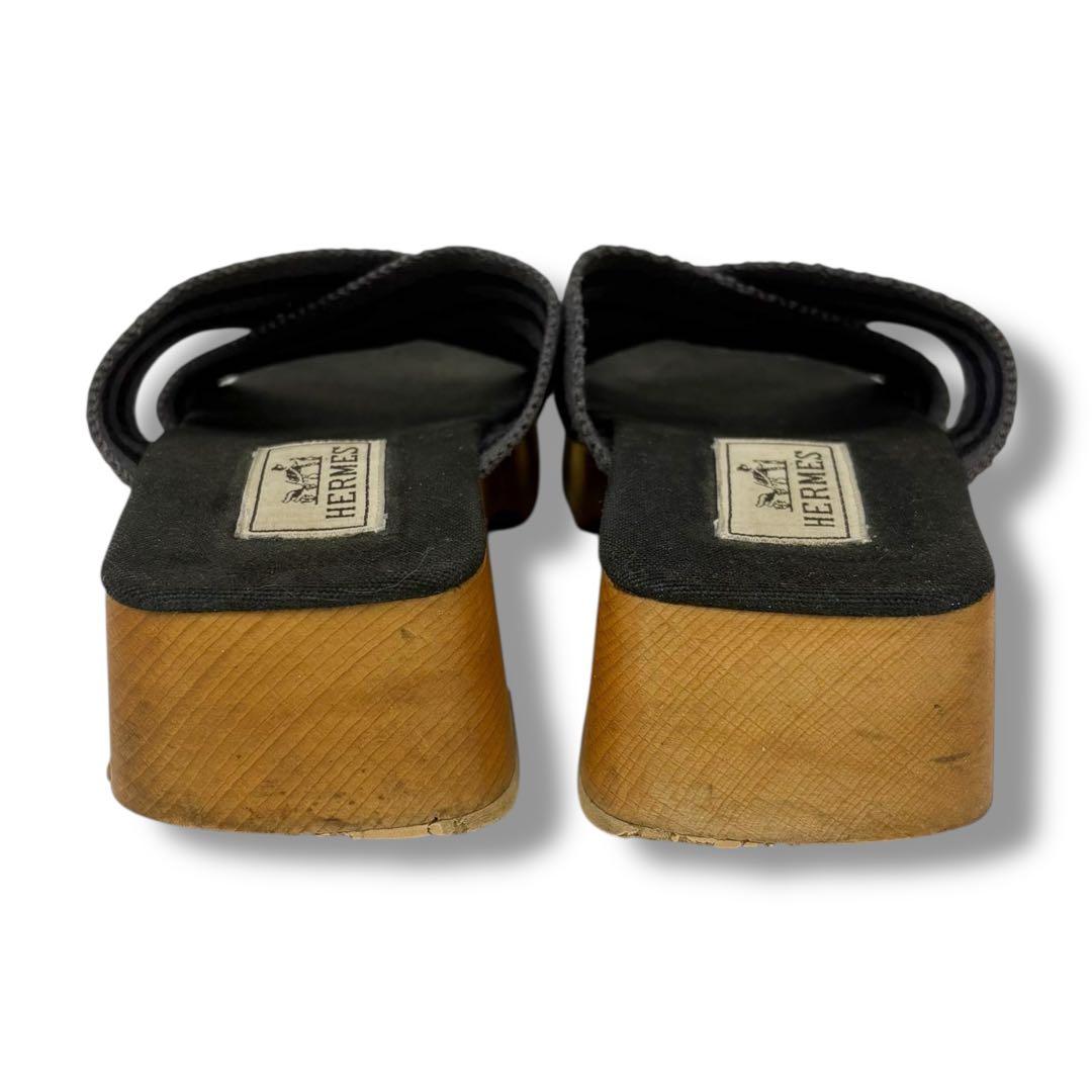 エルメス HERMES エールライン フールトゥ サナリー ブラック サンダル