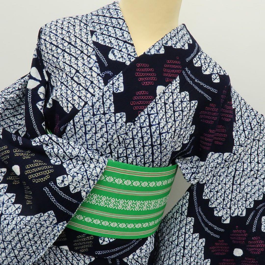 ちいちゃん✺美品 有松鳴海絞り 高級浴衣 着物 綿 A3149