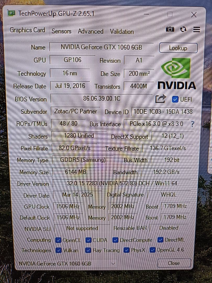 動作確認済み ZOTAC GeForce GTX 1060 6GB 原神が快適