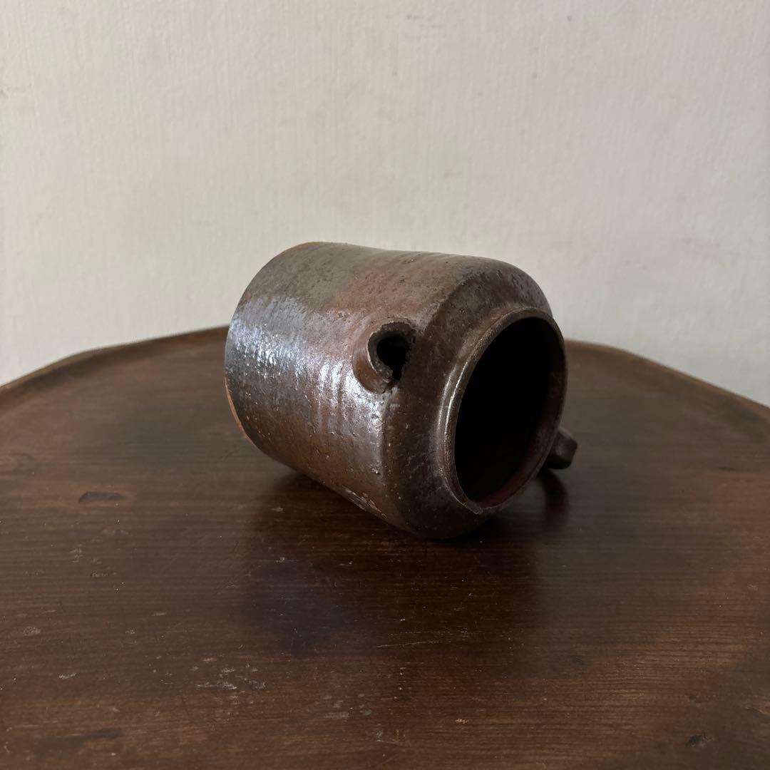 古い水差し　瀬戸　美濃　フラワーポット　アンティーク　古道具　ピッチャー　検李朝