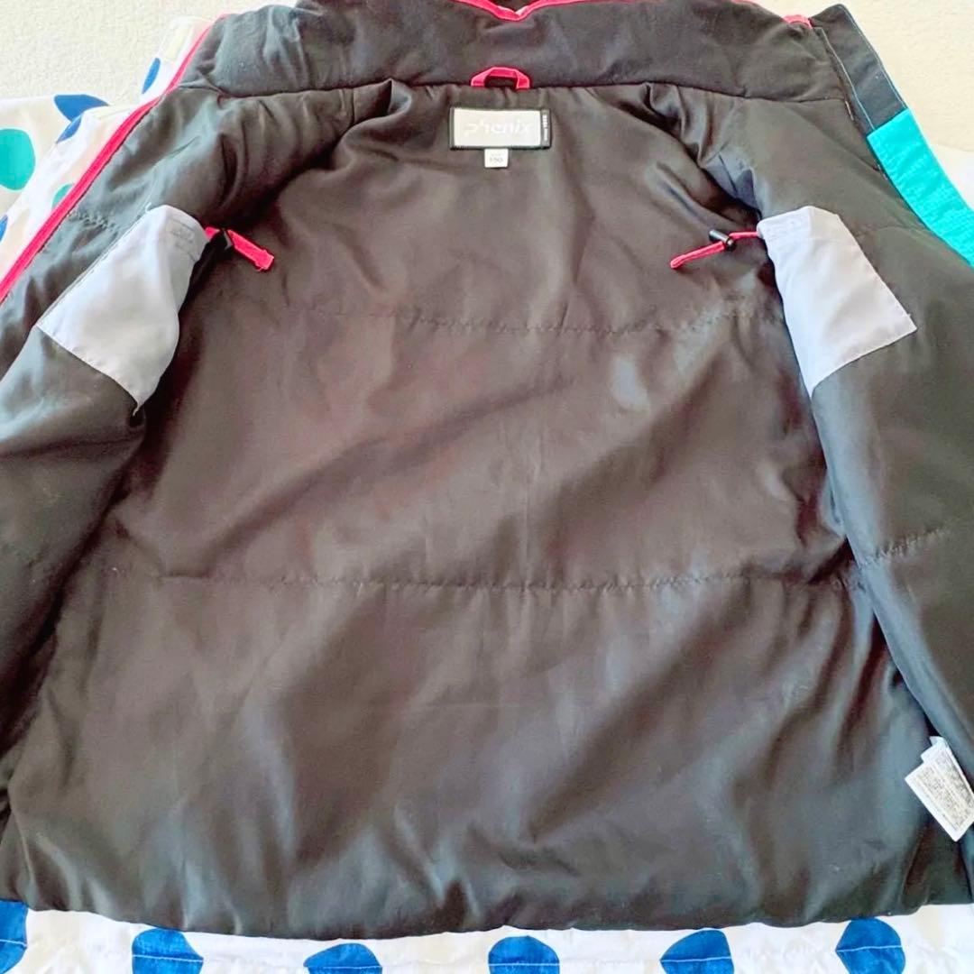 ジュニア　140 150 スキー　スノボ　上下　ドット　ブルー　サイズ調整