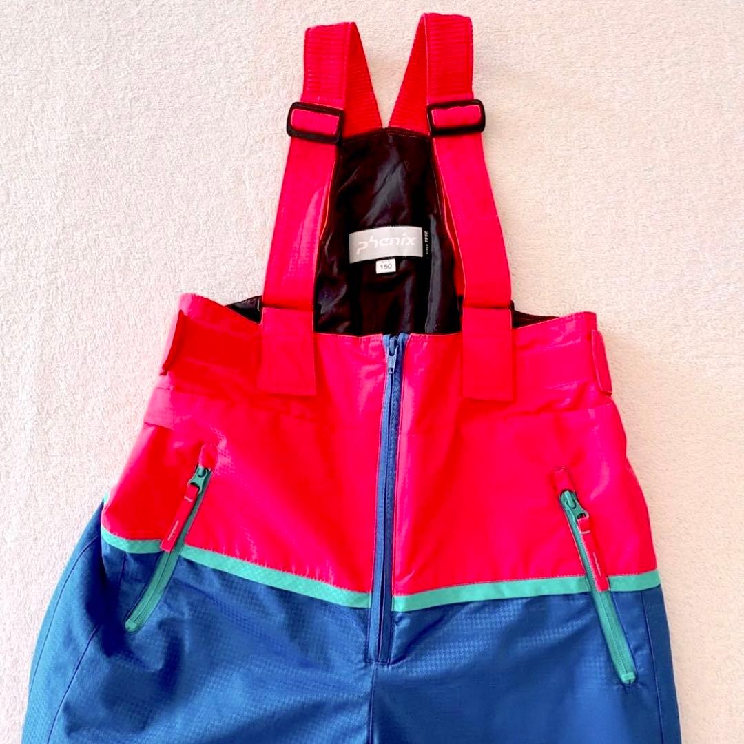 ジュニア　140 150 スキー　スノボ　上下　ドット　ブルー　サイズ調整