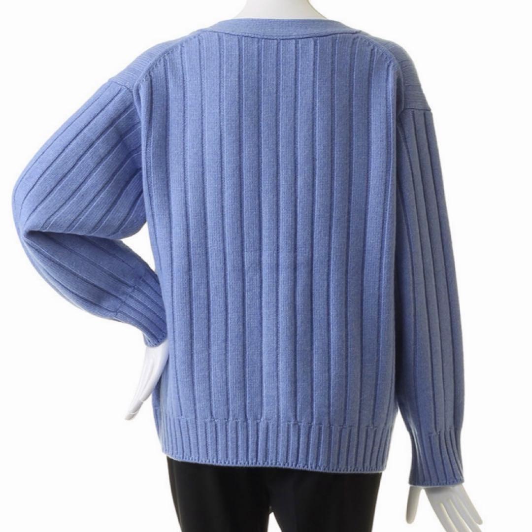 ebure ローゲージカシミア Vネックワイドリブニットカーディガン 白