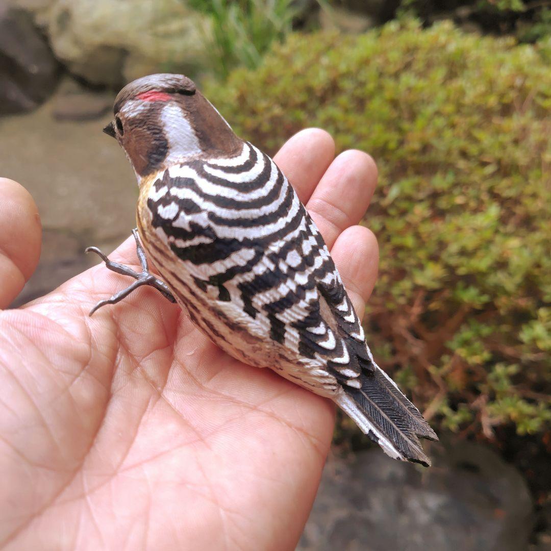 バードカービング コゲラ(キツツキ) マグネット 野鳥 木彫り