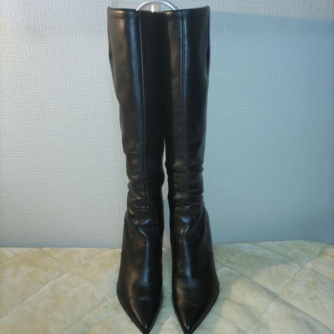 銀座ダイアナ　本革　ロングブーツ　UL　人気完売モデル　黒　24.5　美脚ブーツ