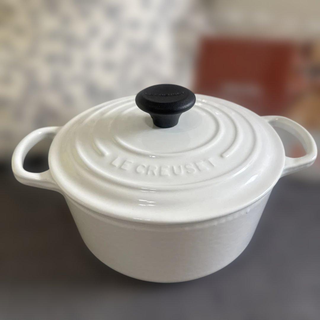 LE CREUSET ホワイト 両手鍋 18cm