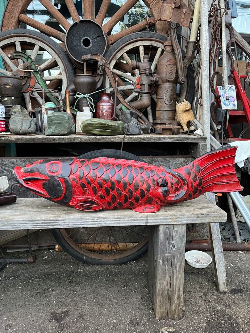 自在鉤横木、鯉の自在鉤、鯉の木彫り、木彫りの鯉、鯉の置き物