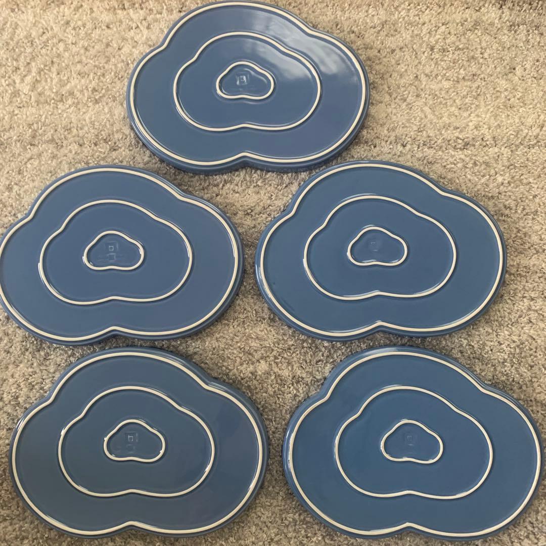 未使用　白山陶器 フリープレート 雲形 ディナープレート 青　5枚セット