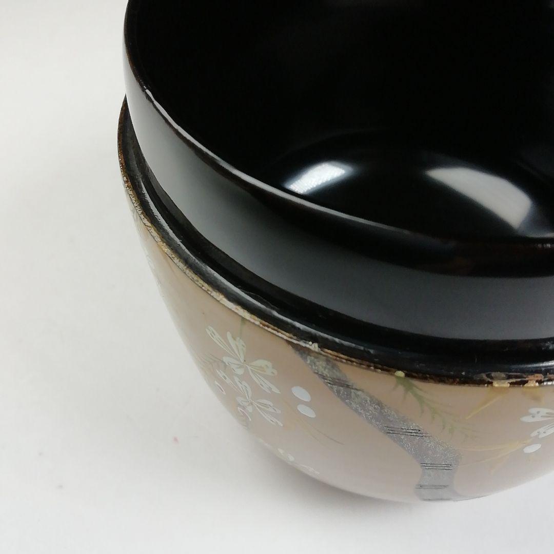 Ｔ９９８　棗　『白塗』『しだれ桜蒔絵』『中棗』『大下宗香 作』　共箱　茶道具