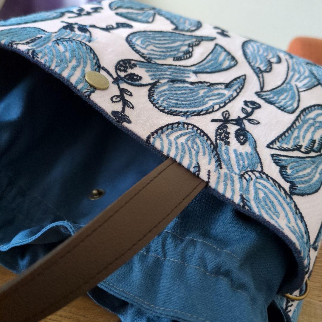 【1565】あおりポケットの巾着バッグ＊ミナペルホネン