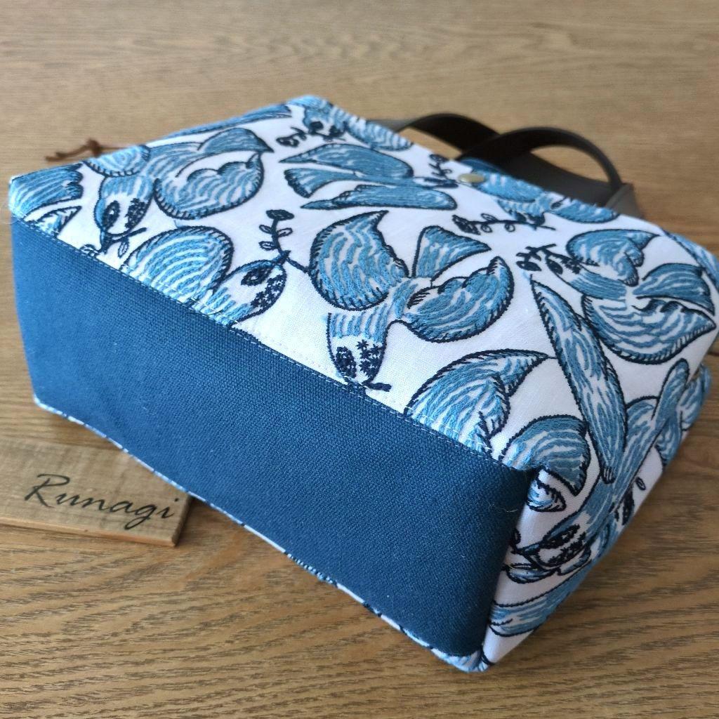 【1565】あおりポケットの巾着バッグ＊ミナペルホネン