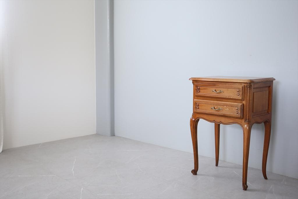 フランスアンティーク猫脚ナイトテーブル/木製キャビネット机飾り棚(82-195)