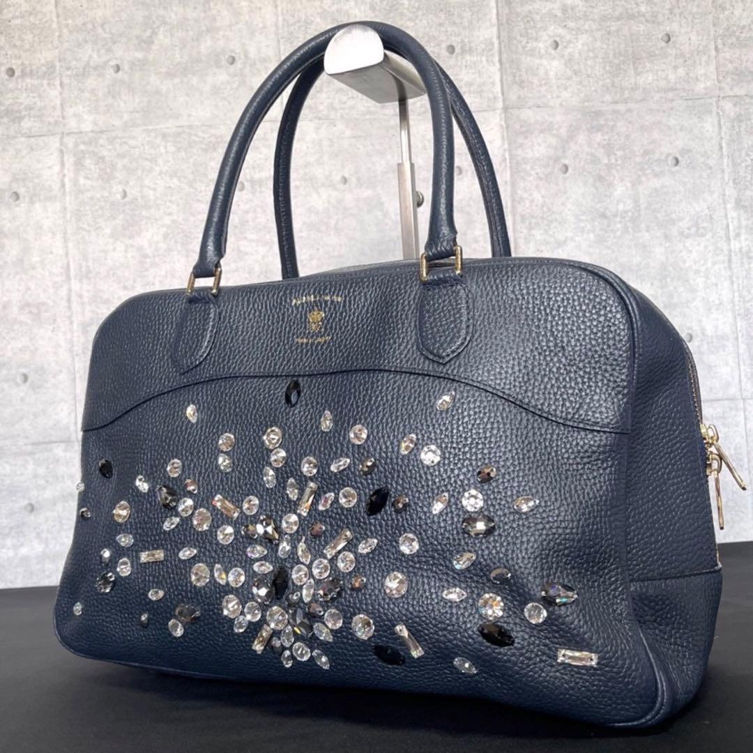 専用品A.D.M.J シュリンク型押し クリスタル ネイビー ボストンバッグ